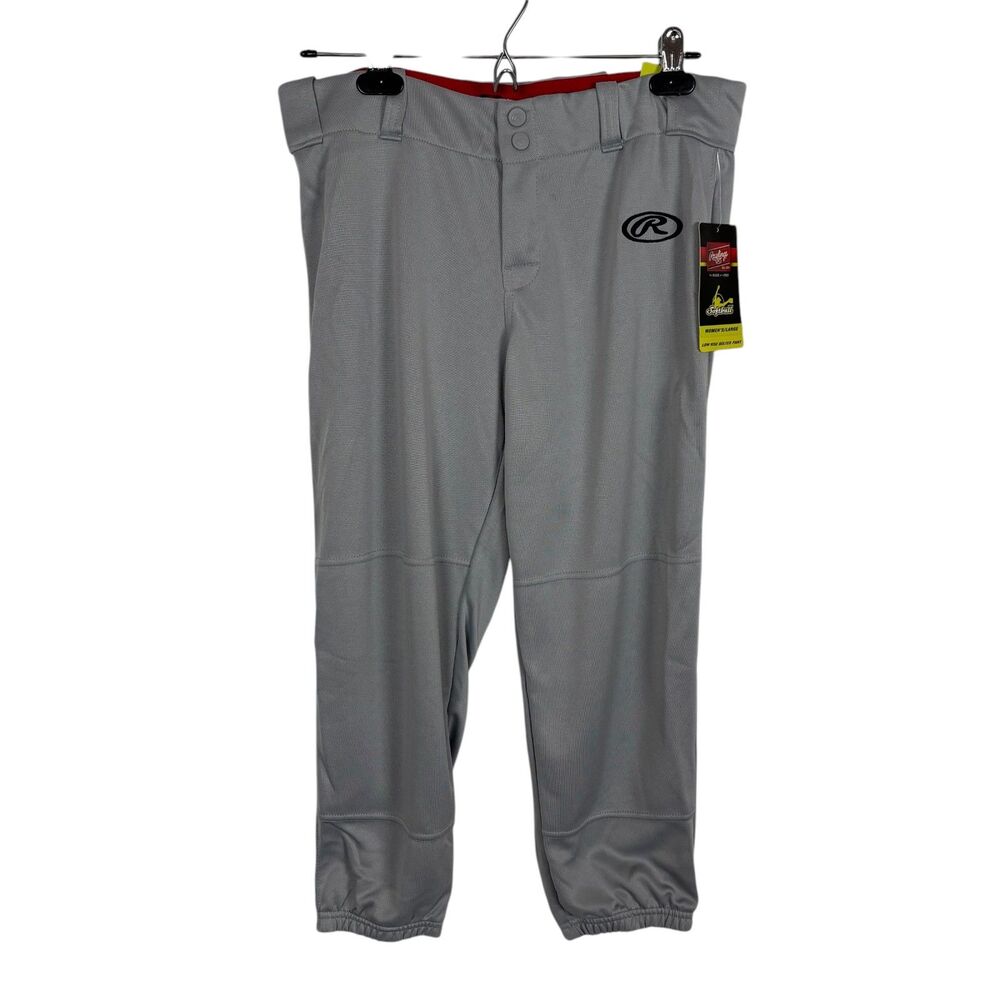 NWT Rawlings Gray Low Rise Belted Softball Baseball Pants Women’s Large